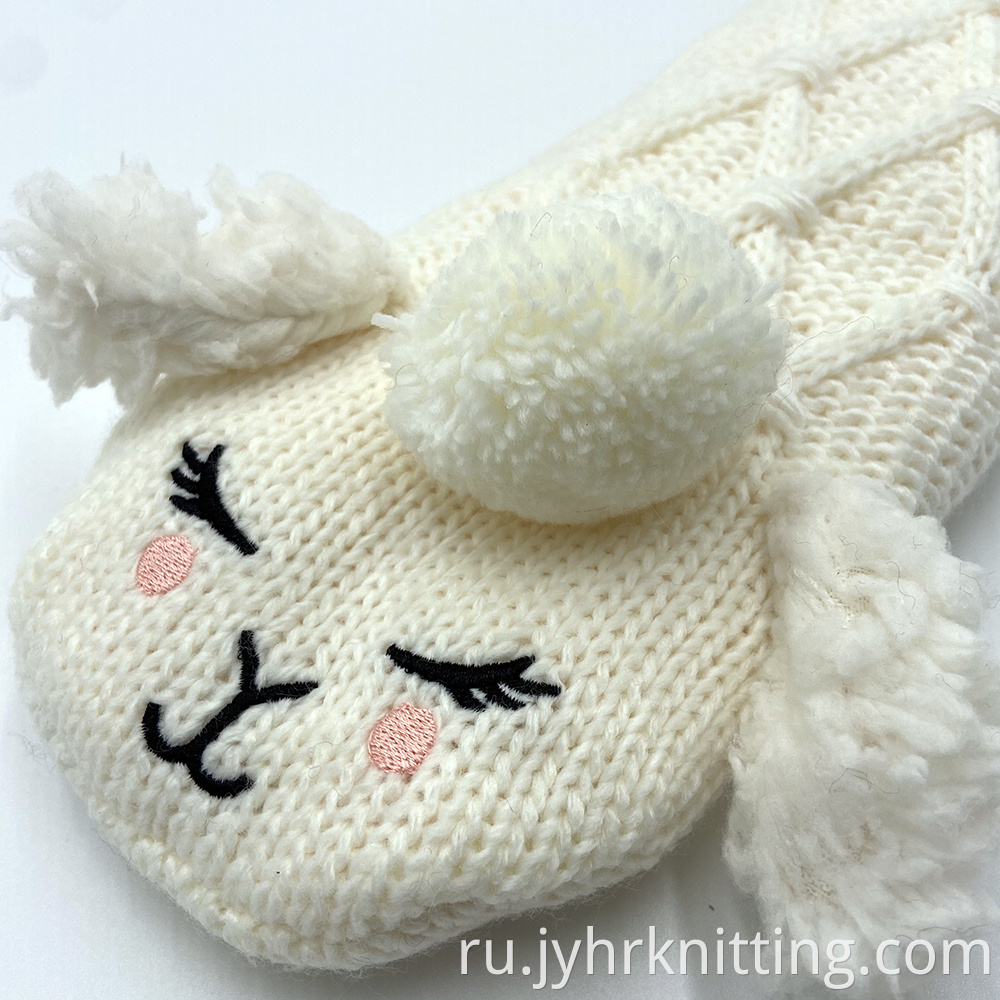 Knitted Slipper Socks Leather Sole